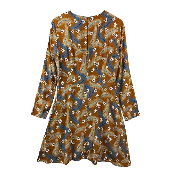 Paris Atelier & Other Stories‎ Burnt Orange Dress Size 6 Floral Feather Print - Picture 2 of 13